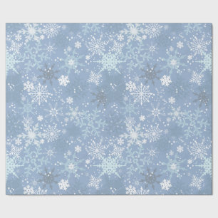 Let it Snow - Snowflakes on Cerulean Blue Wrapping Paper