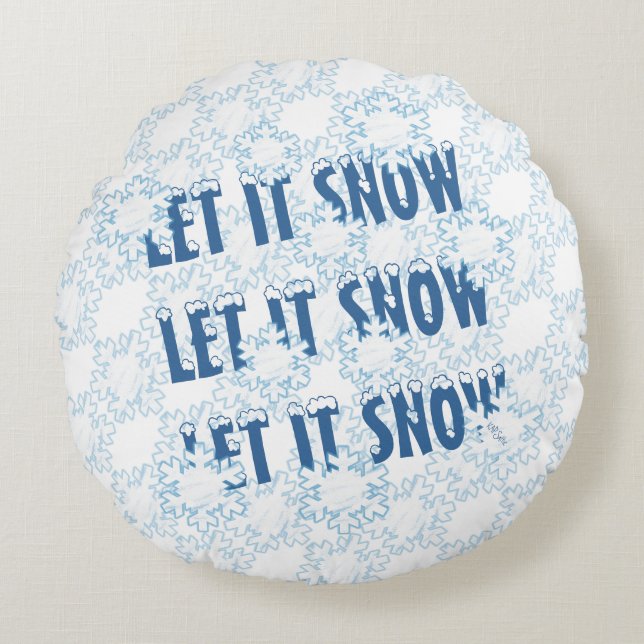 Let it Snow Snowflakes Round Cushion (Front)