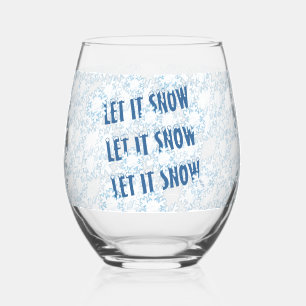 Let it Snow Snowflakes Stemless Wine Glass