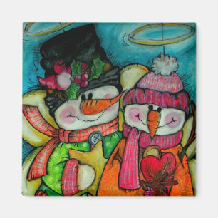 Let It Snow - Snowman Angels Magnet