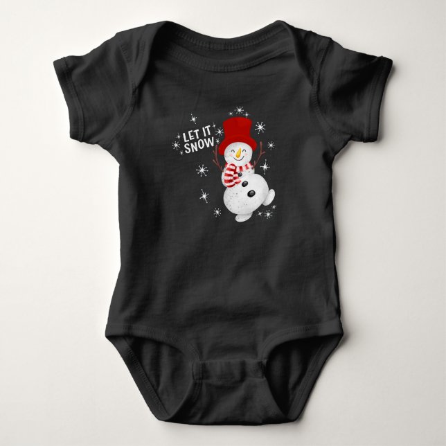 Let It Snow Snowman Baby Bodysuit (Front)