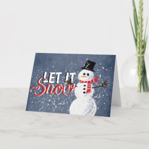 Let it Snow Snowman Christmas Holiday  Card