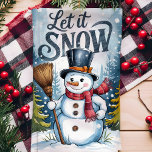 Let It Snow Snowman Christmas Tea Towel<br><div class="desc">Add some frosty fun to your kitchen this holiday season with this charming "Let It Snow" snowman kitchen towel. Featuring a jolly snowman in a top hat and scarf, set against a snowy forest backdrop, this towel brings a whimsical touch to your Christmas kitchen decor. Perfect for festive baking or...</div>