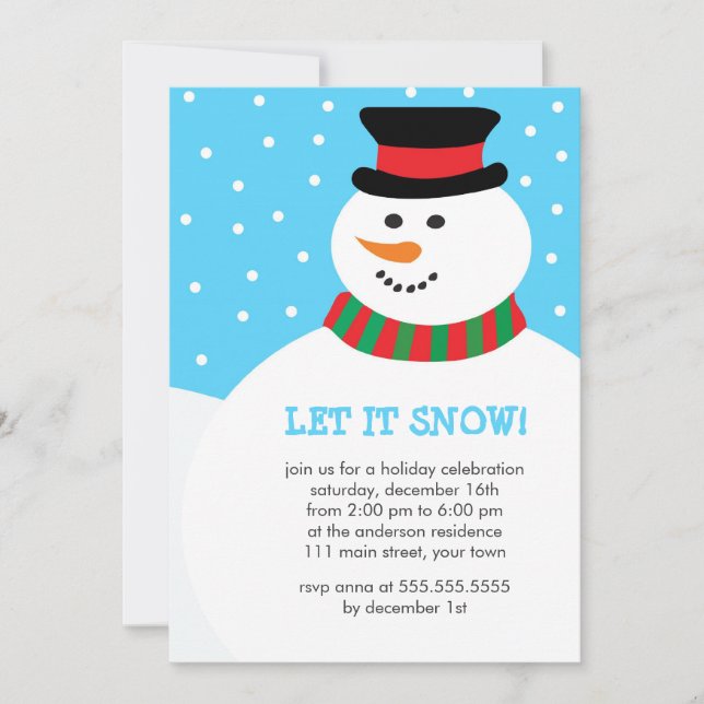 Let it snow! Snowman Holiday Celebration Invitation (Front)