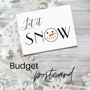 Let it Snow Snowman Modern Holiday Postcard