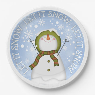 Let it Snow Snowman Paper Plates