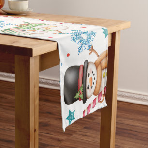 Let it Snow Snowman Pattern Christmas Medium Table Runner