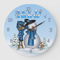 Let It Snow Snowman Round Wall Clock