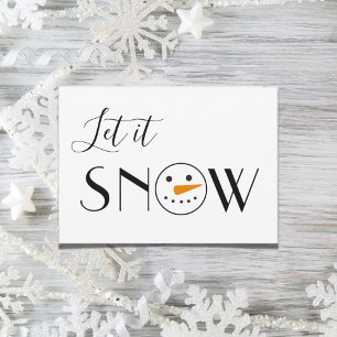Let it Snow Snowman Simple Modern Holiday Card
