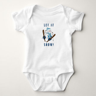 Let It Snow! Snowman Skier T-Shirt Baby Bodysuit