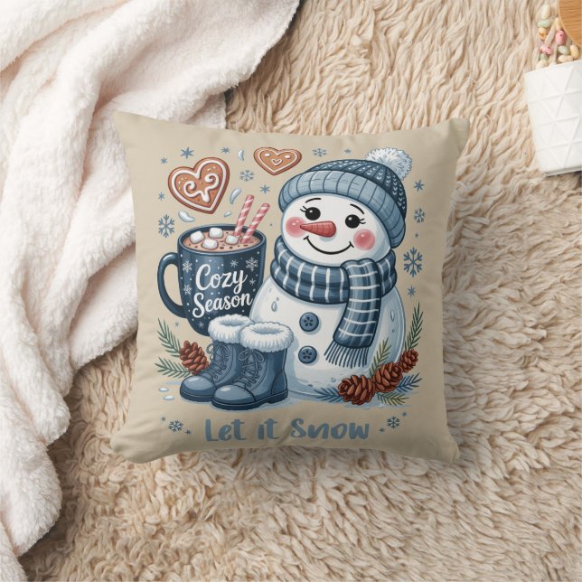 Let it Snow Snowman Throw Pillow (Blanket)