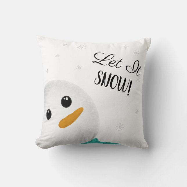 Let It Snow Snowman Throw Pillow (Front)