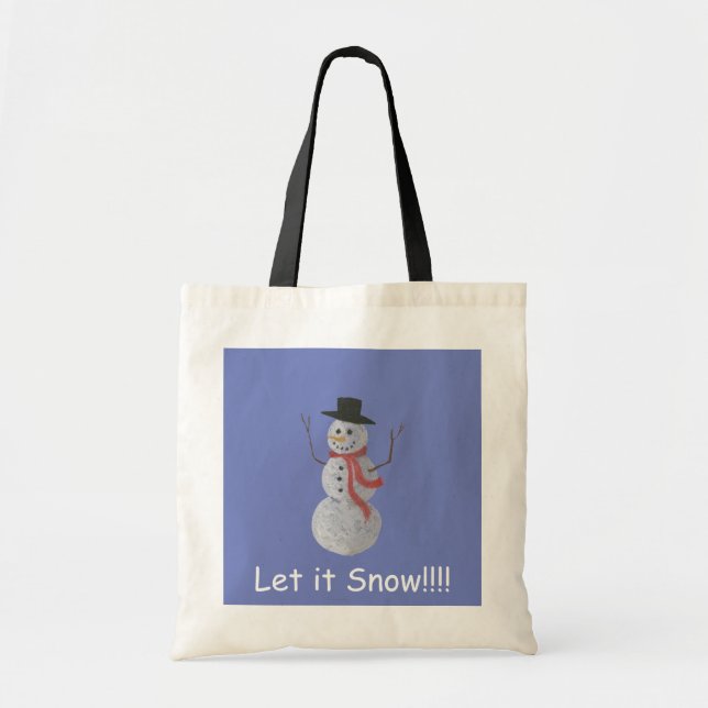 Let It Snow!!! Snowman Tote Bag (Front)