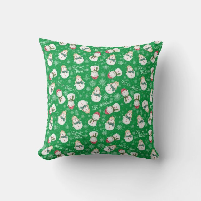 Let It Snow Snowman Whimsical Cute Cushion (Front)