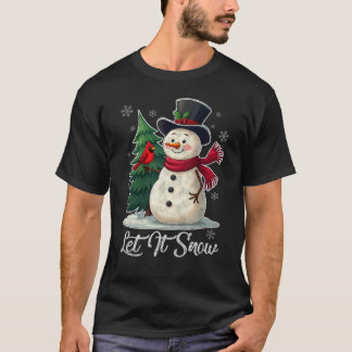 Let It Snow - Snowman with Cardinal Vintage T-Shirt