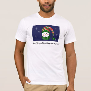 Let it Snow - Snowman with Striped Hat and Scarf T-Shirt