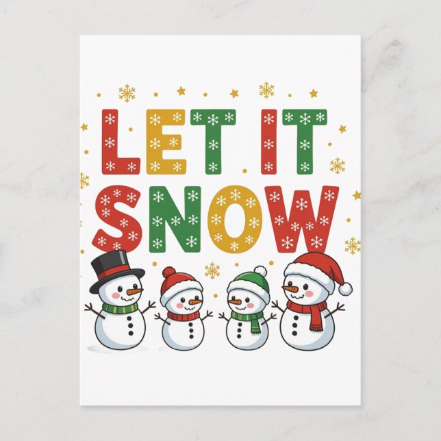 Let It Snow Snowmen Postcard (Front)