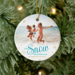 Let It Snow Somewhere Else Bold Fun Vacation Photo<br><div class="desc">“Let it snow (somewhere else).” A fun, humorous quote with playful, whimsical turquoise typography, faux gold foil snowflakes, and your personal name/vacation destination/year overlay the photo of your choice. Usher in the Christmas and Hanukkah holiday season, as well remember the good times, whenever you hang up this funny, bold, upbeat,...</div>