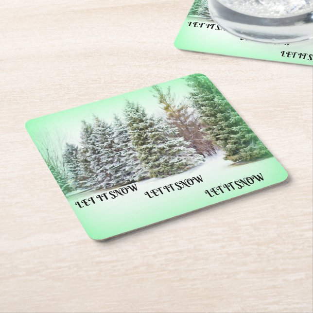 LET IT SNOW SQUARE PAPER COASTER (Angled)