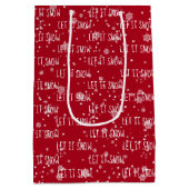 LET IT SNOW Text On Red Medium Gift Bag (Back)
