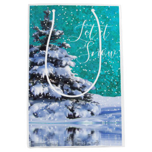 Let it snow throw pillow winter snow elegant medium gift bag