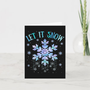 Let It Snow Tie Dye Snowflake Ski Snowboarding Xma Card