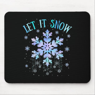 Let It Snow Tie Dye Snowflake Ski Snowboarding Xma Mouse Pad