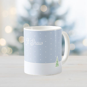 Let It Snow Tiny Winter Tree Ice Blue Polka Dots Coffee Mug