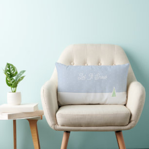 Let It Snow Tiny Winter Tree Ice Blue Polka Dots Lumbar Cushion
