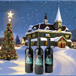 Let it Snow Watercolor Winter Christmas Woodland<br><div class="desc">Let it Snow Watercolor Winter Christmas Woodland Classic Wine Label featuring Pine trees and snow for fun Christmas party. With watercolor theme featuring pine trees in an evergreen forest canopy, it is just right for Winter Christmas celebrations. Winter snowflakes galore, this inspirational design gives the first glimpses of snow. Perfect...</div>