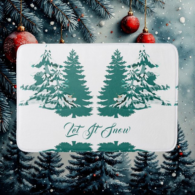 Let it Snow Watercolor Winter Christmas Woodland Bath Mat (Let it Snow Watercolor Winter Christmas Woodland Bath Mat)