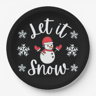Let It Snow Winter Christmas Paper Plate