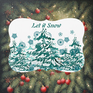 Let it Snow Winter Christmas Woodland Custom  Holiday Card
