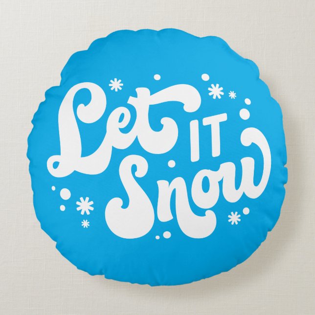 Let It Snow Winter Design Round Cushion (Front)