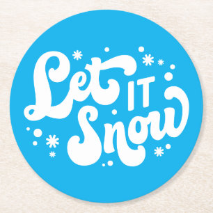Let It Snow Winter Design Round Paper Coaster