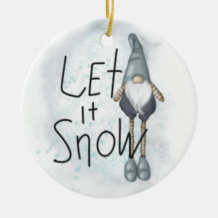 Let it Snow Winter Gnome Ceramic Tree Decoration