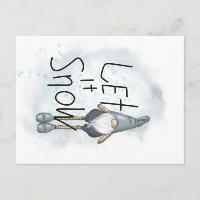 Let it Snow Winter Gnome Holiday Postcard (Front)