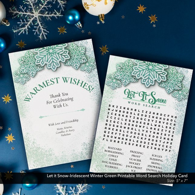 Let it Snow–Winter Green Printable Word Search Holiday Card (Let it Snow–Winter Green Printable Word Search Holiday Card)