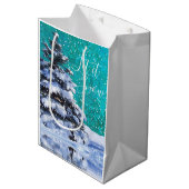 Let it snow winter snow teal white elegant medium gift bag (Front Angled)