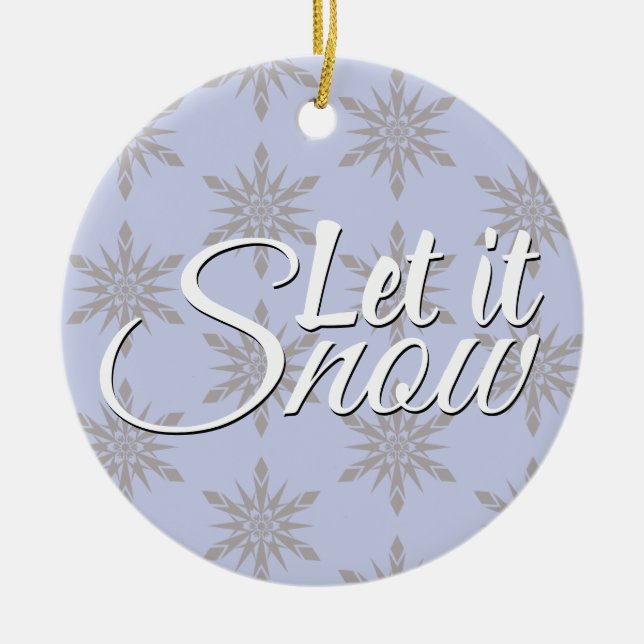 Let It Snow Winter Snowflake Ceramic Tree Decoration (Front)