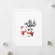 Let It Snow with a Snowman and Penguin on a 