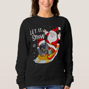 Let It Snow Xmas Cute Dachshund And Santa Claus Ch Sweatshirt