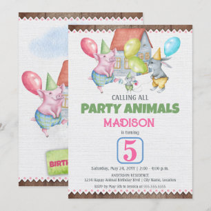 Let Kids Be Kids Fun Party Animal Birthday Invitation