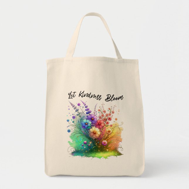 Let Kindness Bloom Floral Tote Bag (Front)