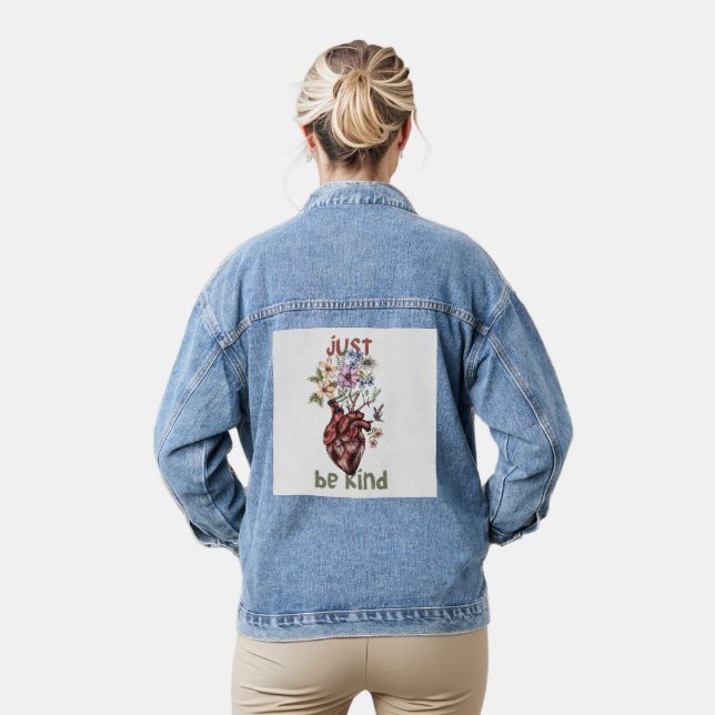 Let Kindness Bloom from Heart  Denim Jacket (Model)