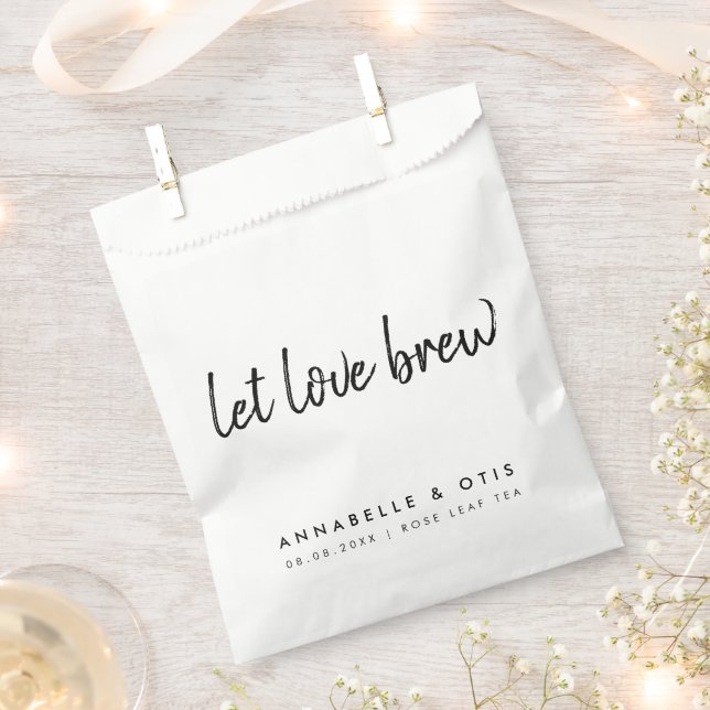 Let Love Brew | Tea Lover Minimalist Wedding Favour Bags (Clipped)
