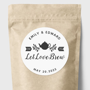 Let Love Brew Wedding Tea Favour Classic Round Sticker
