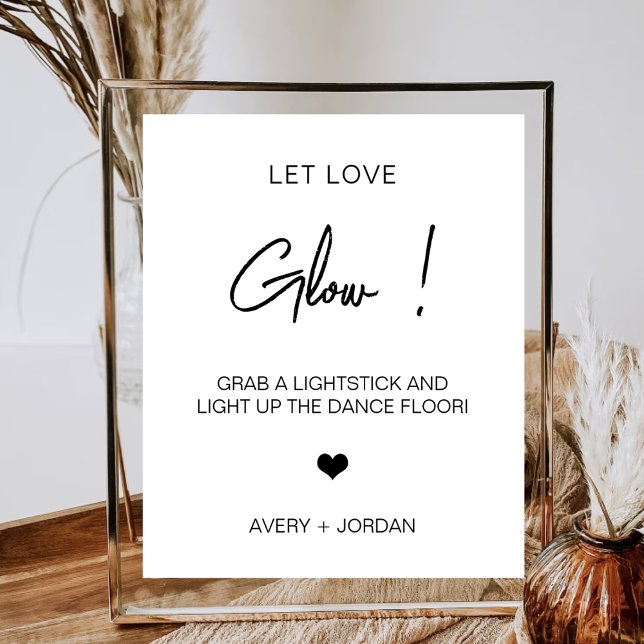 Let Love Glow Minimalist Stick Heart Dance Wedding Poster (Creator Uploaded)