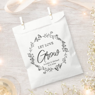 let love grow black&white botanical wedding chic favour bags