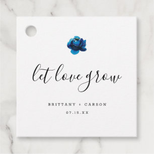 Let Love Grow Blue Peony wedding thank you Favour Tags